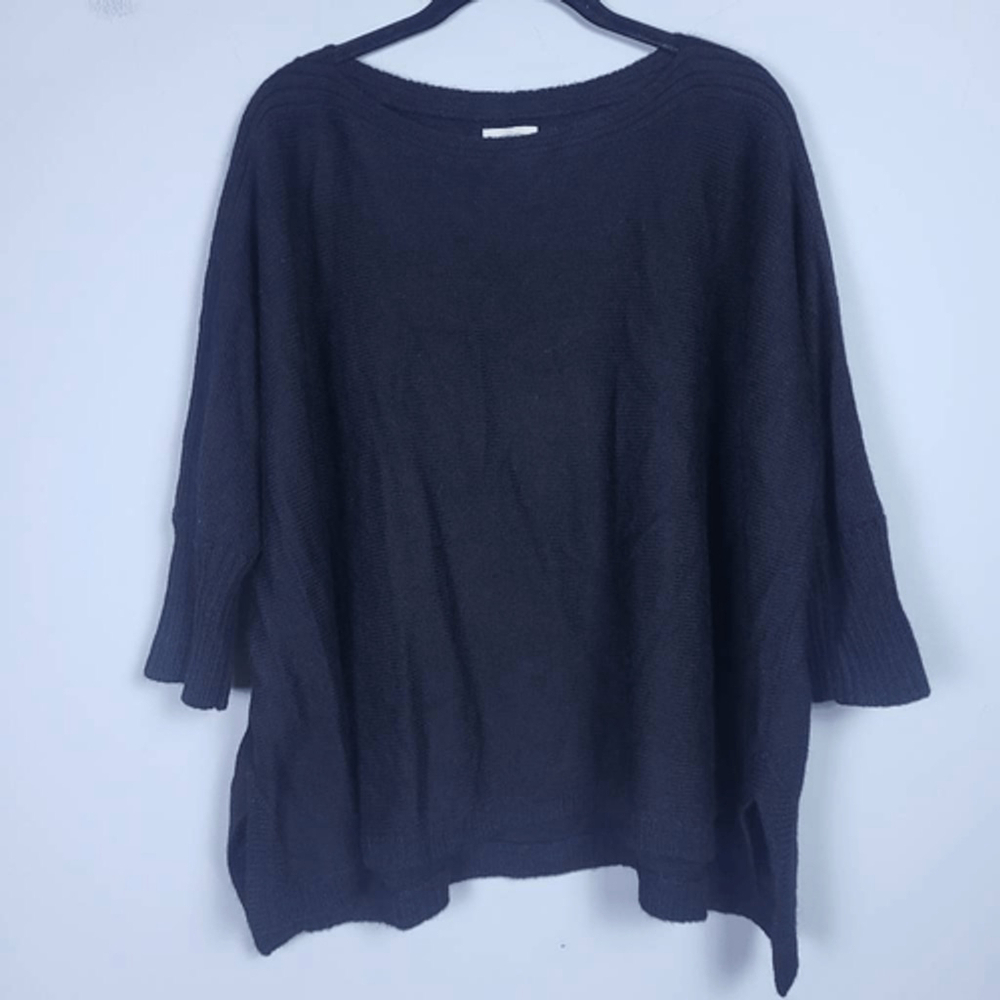Amour Vert Animana Womens Baby Alpaca Sweater OS Black Lagenlook Quiet Luxury